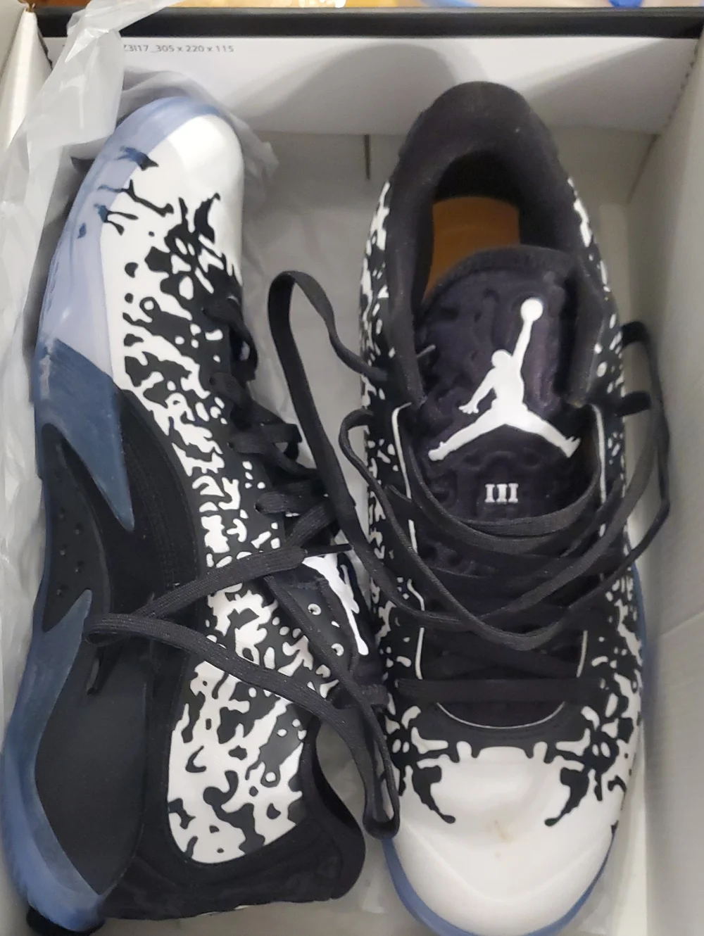Zion 3 Black & White Splash Athletic Shoes